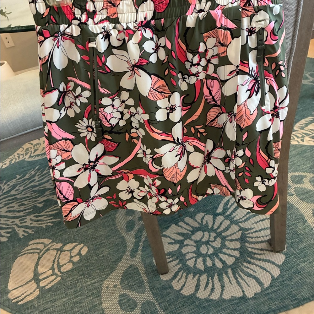 Floral Print Skort in Pink and Green